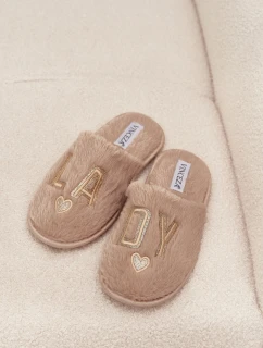 Dámské pantofle s kožíškem LADY Vinceza – béžové