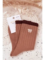 Dámské bavlněné ponožky s malým medvídkem – světle hnědé Dámské bavlněné ponožky s malým medvídkem – světle hnědé