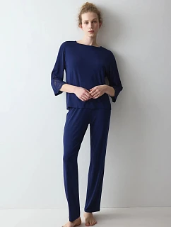 Dámské pyžamo Amourette PK LSL modré Admiral - TRIUMPH
