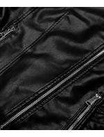 Černá dámská bunda ramoneska s límcem (11Z8036)