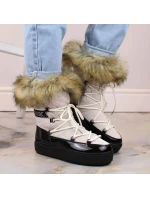 Šněrovací sněhule na platformě s kožešinou Vinceza W JAN262 beige Šněrovací sněhule na platformě s kožešinou Vinceza W JAN262 beige