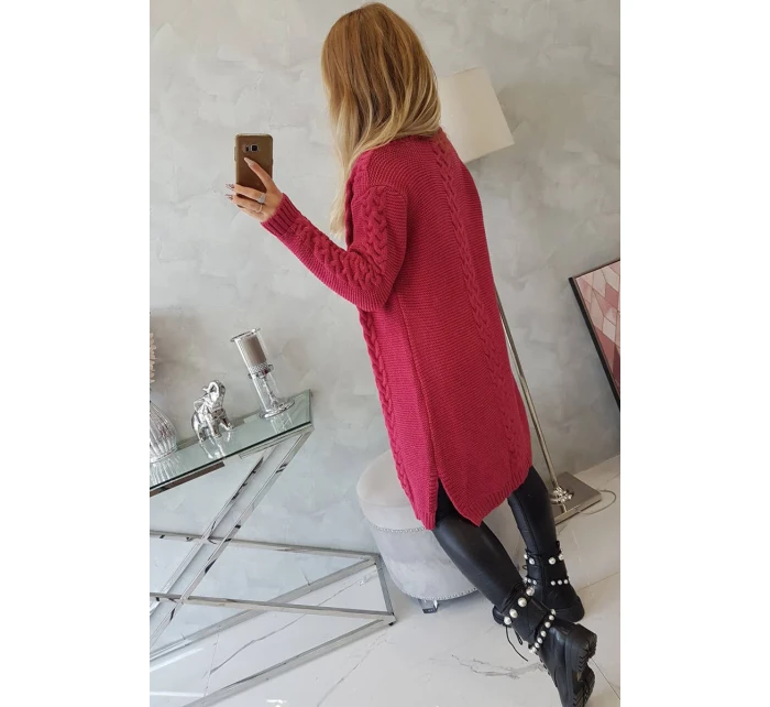 Svetr Cardigan kostkovaný kostkovaný fuchsiový Svetr Cardigan kostkovaný kostkovaný fuchsiový