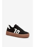 Dámské kožené tenisky na platformě černé Zazoo N1095S2 Dámské kožené tenisky na platformě černé Zazoo N1095S2