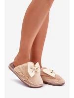 Dámské Pantofle S Kožešinou A Mašlí Béžové model 21681839 - Boto Dámské Pantofle S Kožešinou A Mašlí Béžové model 21681839 - Boto