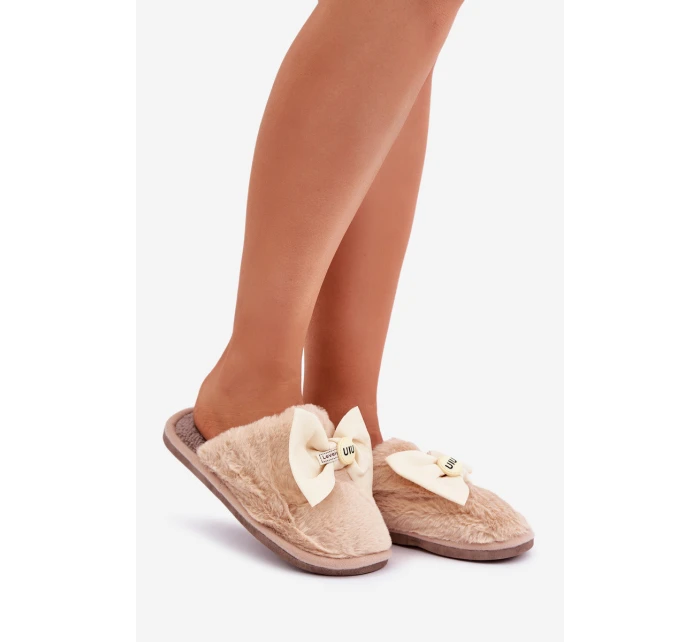 Dámské Pantofle S Kožešinou A Mašlí Béžové model 21681839 - Boto Dámské Pantofle S Kožešinou A Mašlí Béžové model 21681839 - Boto