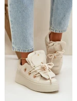 Sneakersy Damskie Na Platformie Beżowe Dolistana Sneakersy Damskie Na Platformie Beżowe Dolistana