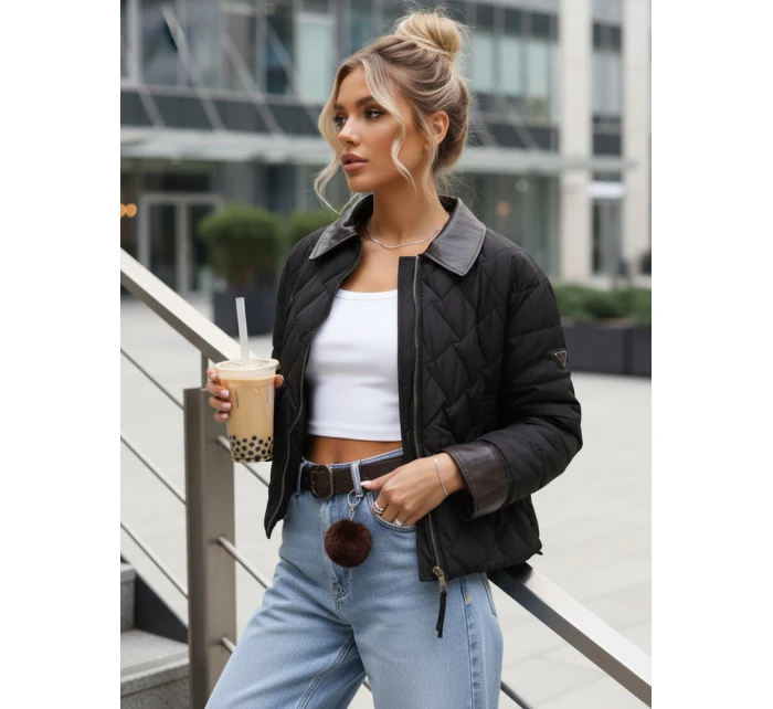 Dámská přechodná prošívaná bunda černá FashionStreet TY5622 Dámská přechodná prošívaná bunda černá FashionStreet TY5622