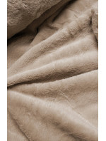 Béžová dámská zimní bunda parka s kožešinovou podšívkou (CAN-579BIG)