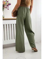 Mušelínové kalhoty se širokou nohavicí khaki
