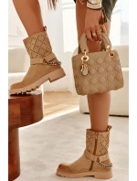 Prolamované Se Zipem S řetízkem béžový model 21592869 - Boto Prolamované Se Zipem S řetízkem béžový model 21592869 - Boto