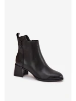 Dámské kožené kotníkové boty na podpatku vyhřívané černé model 21711915 - Boto