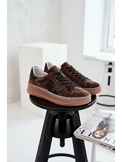Dámské tenisky model 22069643 na platformě hnědé - VINCEZA