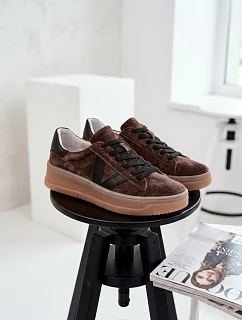 Dámské tenisky model 22069643 na platformě hnědé - VINCEZA