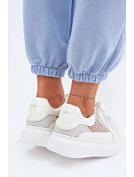 Kožené Dámské Tenisky S Dekorací model 22095158 Bílé - Goe Kožené Dámské Tenisky S Dekorací model 22095158 Bílé - Goe