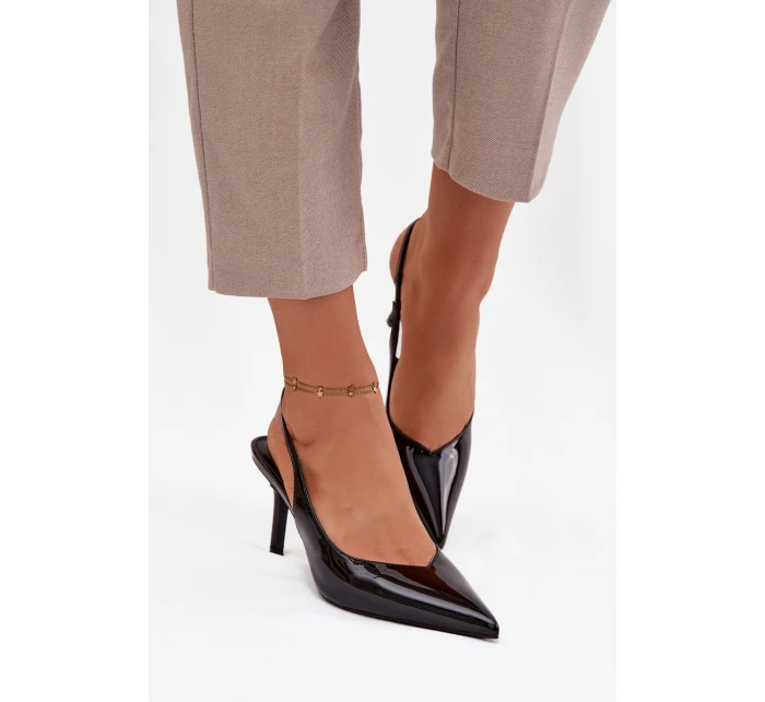 Lakované dámské lodičky na jehlovém podpatku – černé Phelia Lakované dámské lodičky na jehlovém podpatku – černé Phelia
