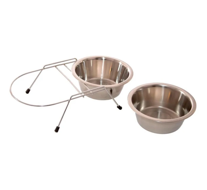 Nádoba pro psy a kočky z nerezové oceli 2x550ML