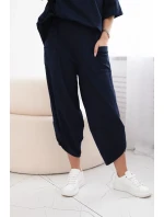 Bavlněný komplet halenka + kalhoty námořnická modř