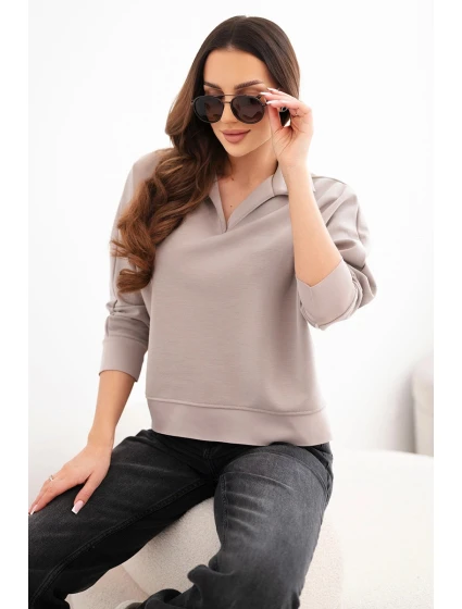 Dámská máslová mikina z viskózy s límečkem a výstřihem do V fango Dámská máslová mikina z viskózy s límečkem a výstřihem do V fango