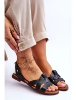 Pohodlné kožené sandály Černé Kayla Pohodlné kožené sandály Černé Kayla