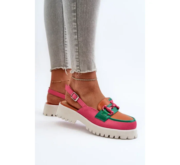 Dámské sandály na plochém podpatku s ozdobou oranžová D&A Dámské sandály na plochém podpatku s ozdobou oranžová D&A