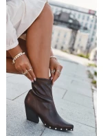 Dámské kovbojské botky Abrielle – na sloupkovém podpatku, hnědé Dámské kovbojské botky Abrielle – na sloupkovém podpatku, hnědé