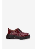 Dámské lakované kožené polobotky s připínacími doplňky Artiker – bordó