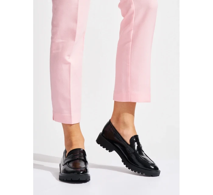 Módní dámské černé mokasíny platforma Módní dámské černé mokasíny platforma