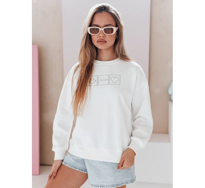 Dámská oversize mikina s výšivkou EASYJOY bílá FashionStreet BY1514