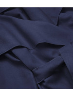 Tmavě modrý dámský minimalistický kabát (747ART)
