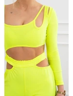 Sada s halenkou top žlutá neonová