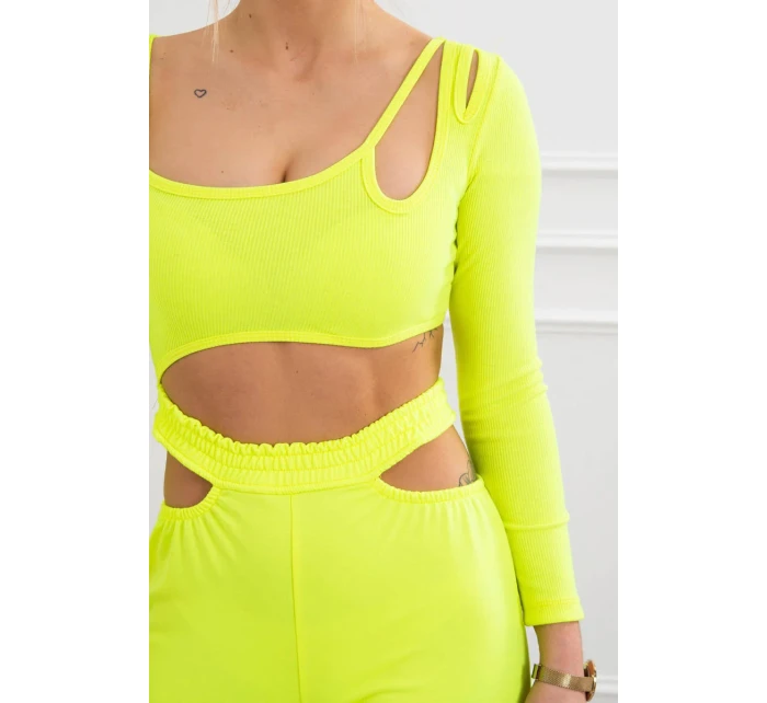 Sada s halenkou top žlutá neonová