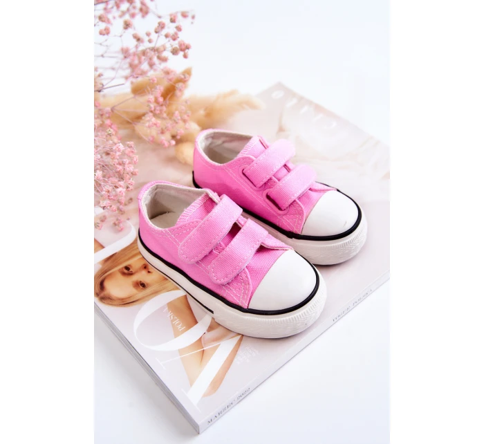 Dětské tenisky na suchý zip růžove Bernie