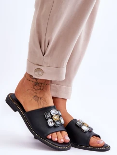 Dámské sandály s kamínky model 21619169 Černá - S.Barski