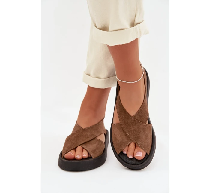 Dámské sandály Zazoo 3196 z přírodního semiše světle hnědé