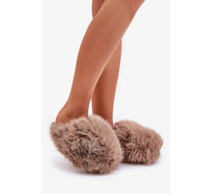 Futrzane Dámské Pantofle Tmavě béžové Wladisa