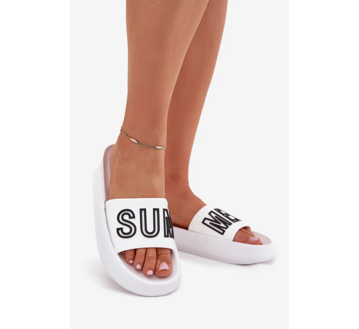 Dámské pantofle na masivní podrážce – bílé Vinceza