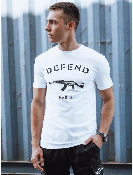 Pánské bílé tričko s potiskem FashionStreet RX5578 Pánské bílé tričko s potiskem FashionStreet RX5578