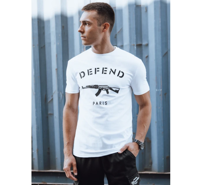 Pánské bílé tričko s potiskem FashionStreet RX5578 Pánské bílé tričko s potiskem FashionStreet RX5578