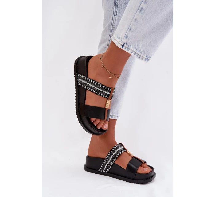 Dámské páskové platformové nazouváky Tahlia Černé