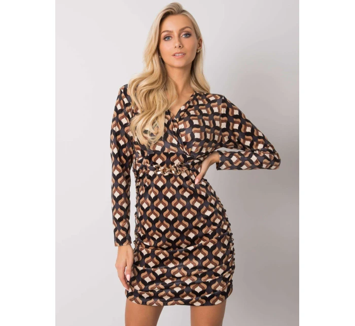 Šaty DHJ SK 12695.26P černá a béžová