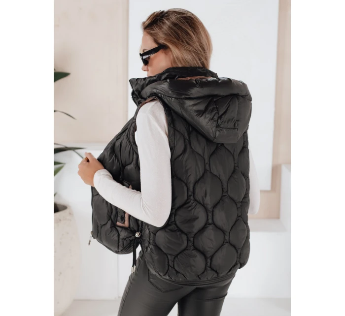 Dámská prošívaná vesta s kapucí MISSVEST černá FashionStreet TY5022