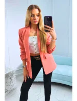 Bunda s klopou elegantní tmavě meruňková Bunda s klopou elegantní tmavě meruňková