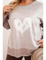 Dámská mikina Plus Size bavlněná s potiskem srdce a šňůrkami fango