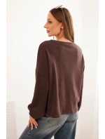 Dámská mikina s ozdobným model 21336088 dole hnědá - K-Fashion