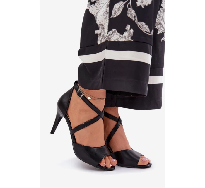 Módní Sandály Na Podpatku Černé model 21691866 - SERGIO LEONE