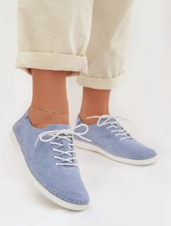 Dámské polobotky z přírodního semiše model 22013889 Modré - S.Barski