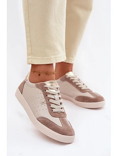 Dámské tenisky z přírodní kůže model 22101249 Béžové - S.Barski
