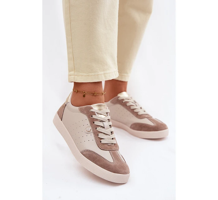 Dámské tenisky z přírodní kůže model 22101249 Béžové - S.Barski Dámské tenisky z přírodní kůže model 22101249 Béžové - S.Barski