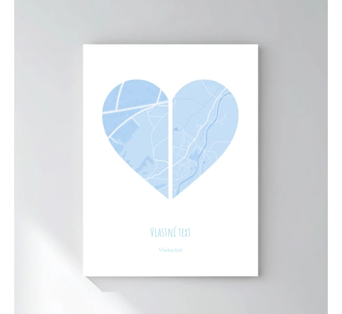 Personalizovaný magický fotoobraz v rámu - 30x40 - dvě mapy jako srdce Personalizovaný magický fotoobraz v rámu - 30x40 - dvě mapy jako srdce