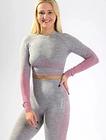 Dámský CropTop s dlouhým rukávem 5.0. růžový melír - Naine